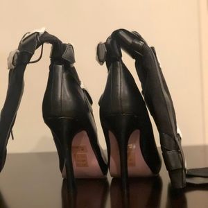 Black Suede/Faux Leather Boots Size 7